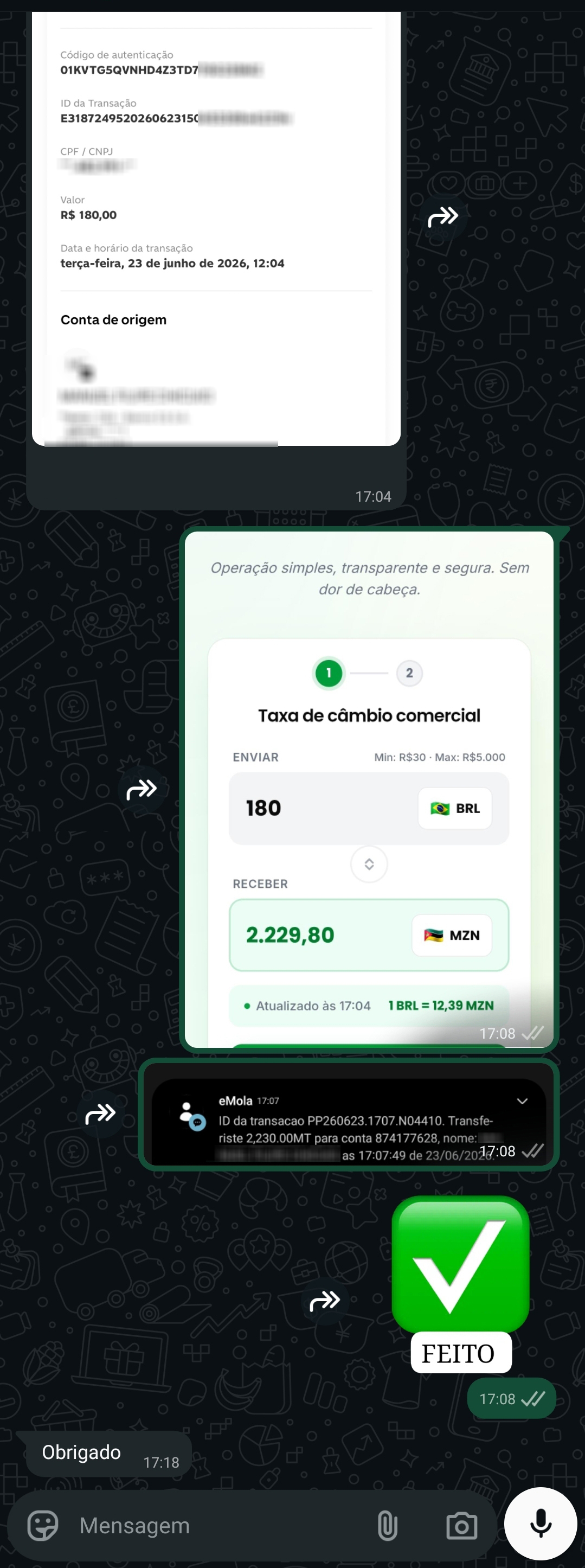 Comprovante cliente recorrente — e-Mola
